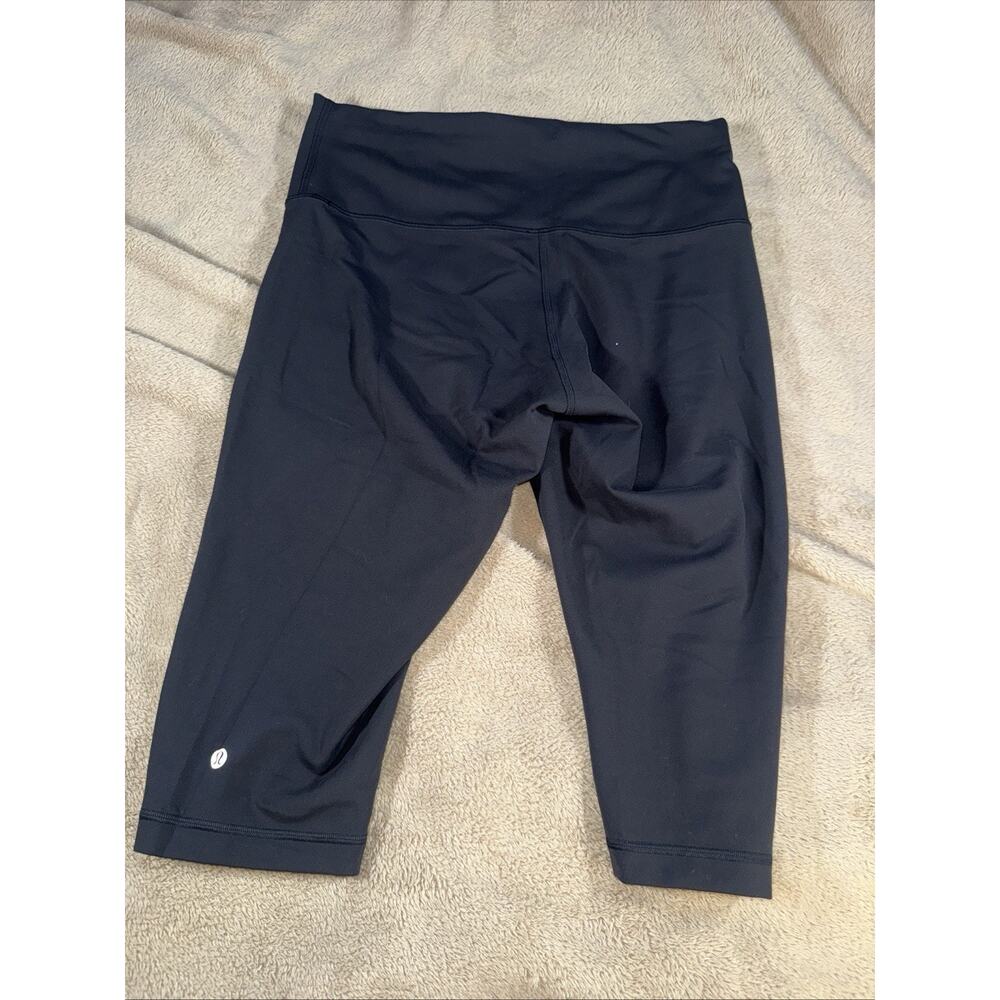 Lululemon Women Capri Leggings Ladies 12 Navy Blue Stretch Yoga Athleisure Logo* - Picture 5 of 6